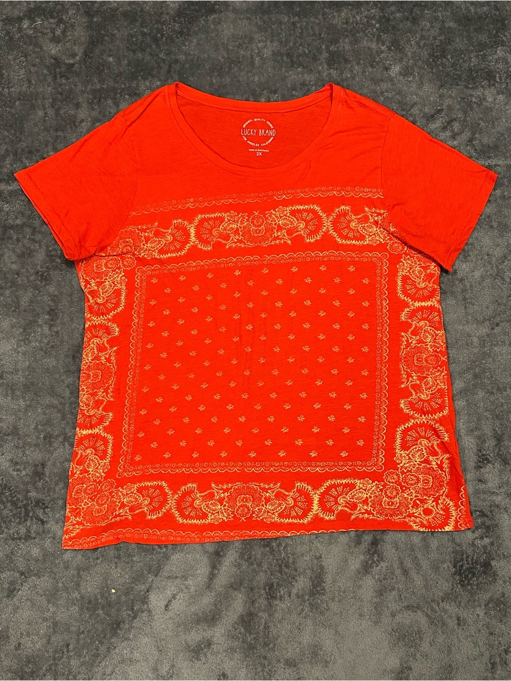 Lucky Brand Paisley Bandana Print Tee